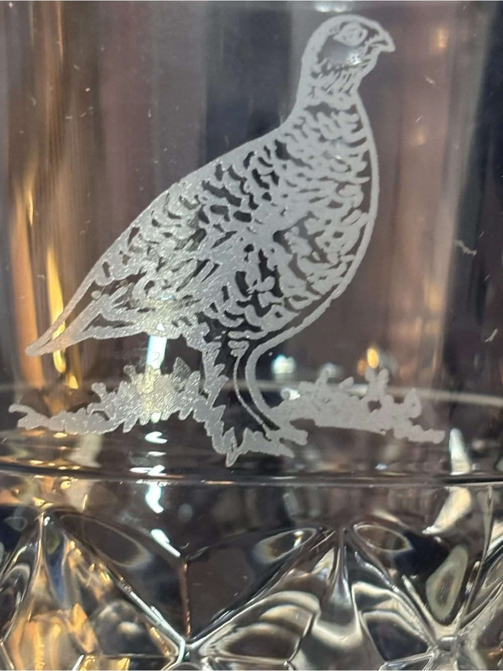 vintage 1990 The Famous Grouse set of 4 Scotch glasses France NWOT etched